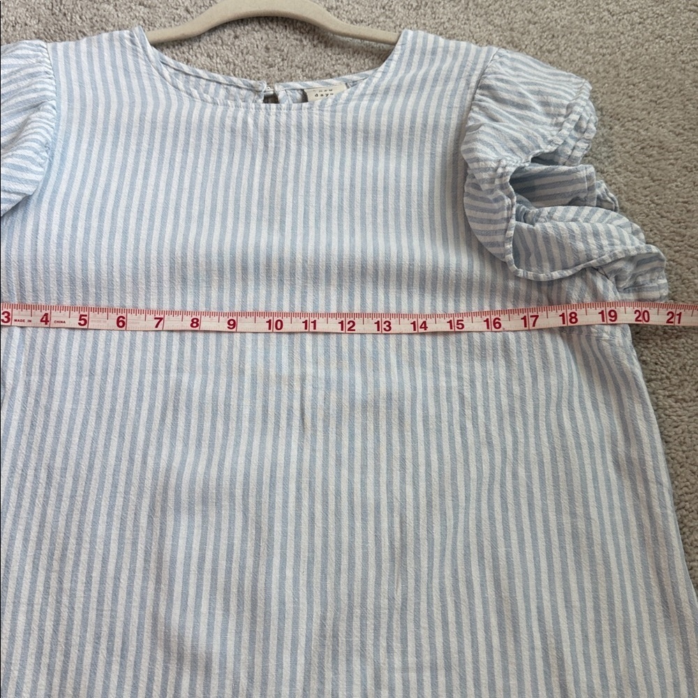 A New Day Light Blue and White Striped Blouse Size L - Picture 5 of 7